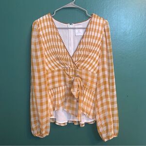 Plaid V Neck Blouse Find Me Now Small